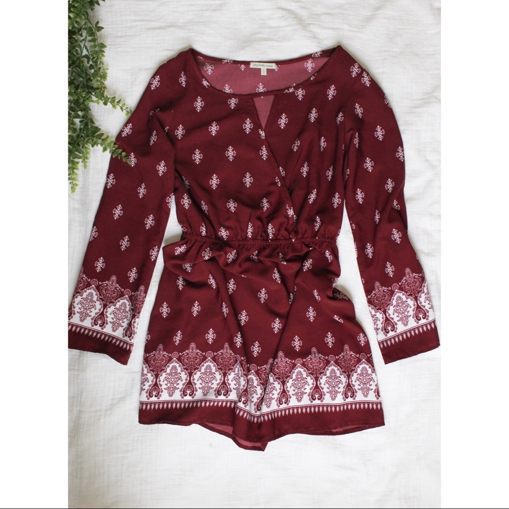 Charlotte Russe Maroon Long Sleeve Dress